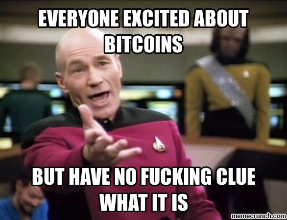 Everyone excited about Bitcoins. Bit hav no fucking clue what it is.